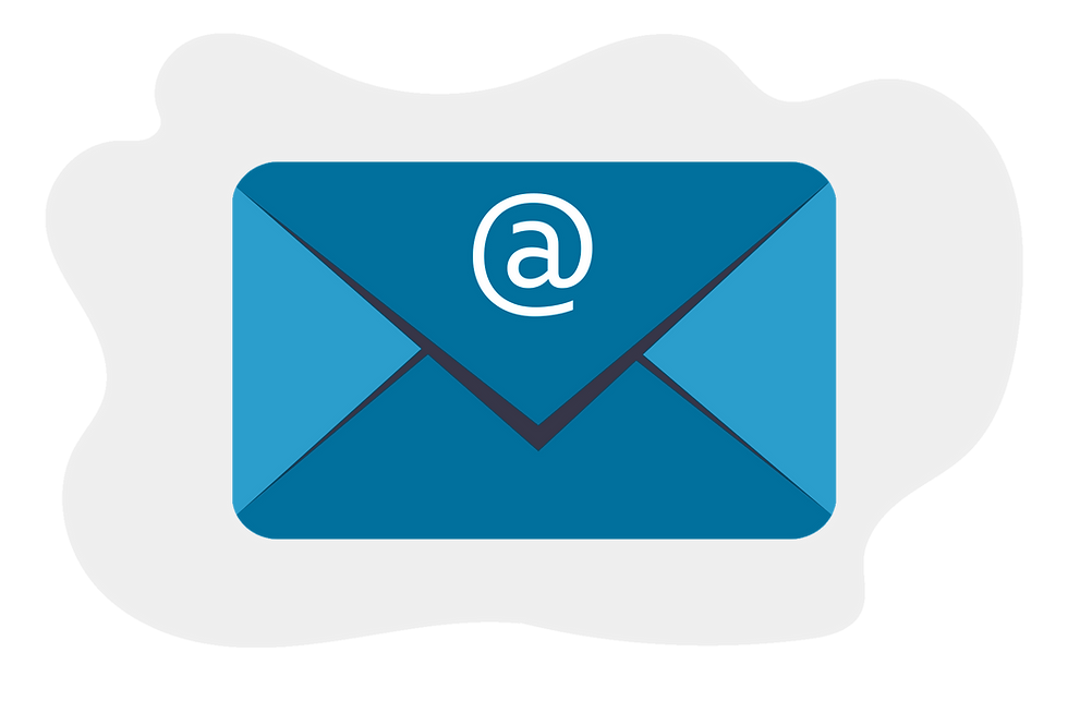 Blue envelope with an email '@' sign