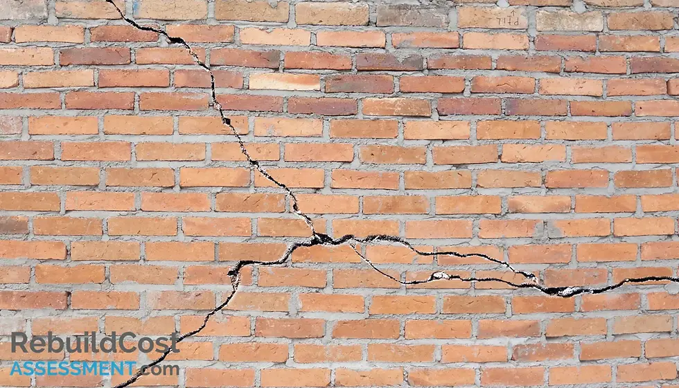 Cracked brick wall, representing potential structural damage that requires adequate building insurance cover.