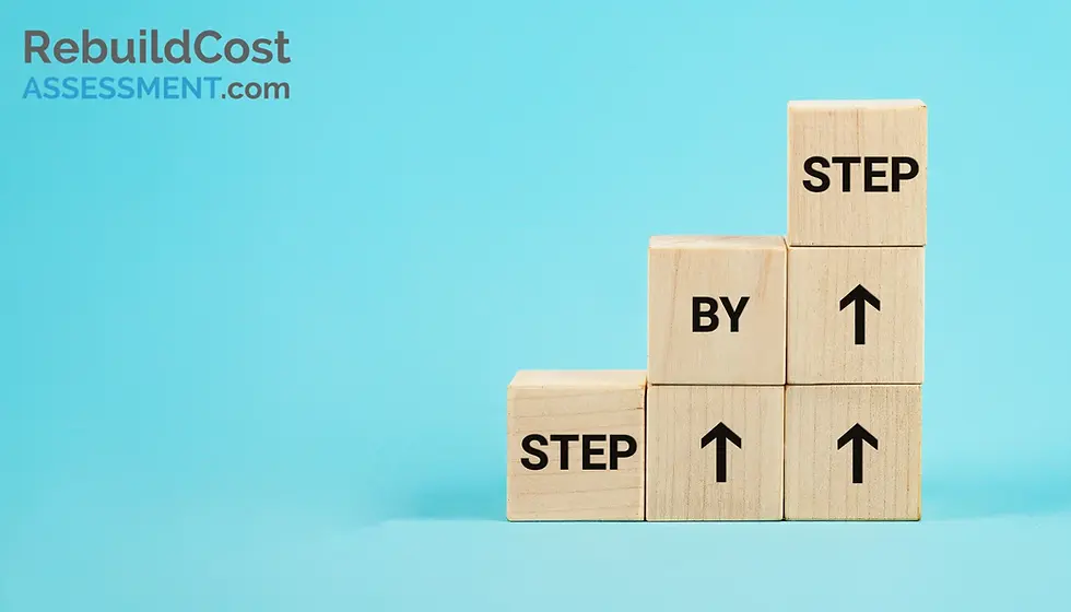 Wooden blocks stacked in a step-by-step formation, indicating a step-by-step guide to compare building insurance.